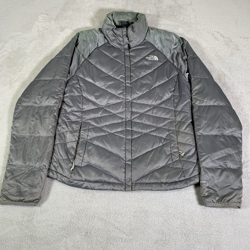 The North Face Jacket Womens Medium Gray 550 Down Puffer Quilted Insulated FLAW